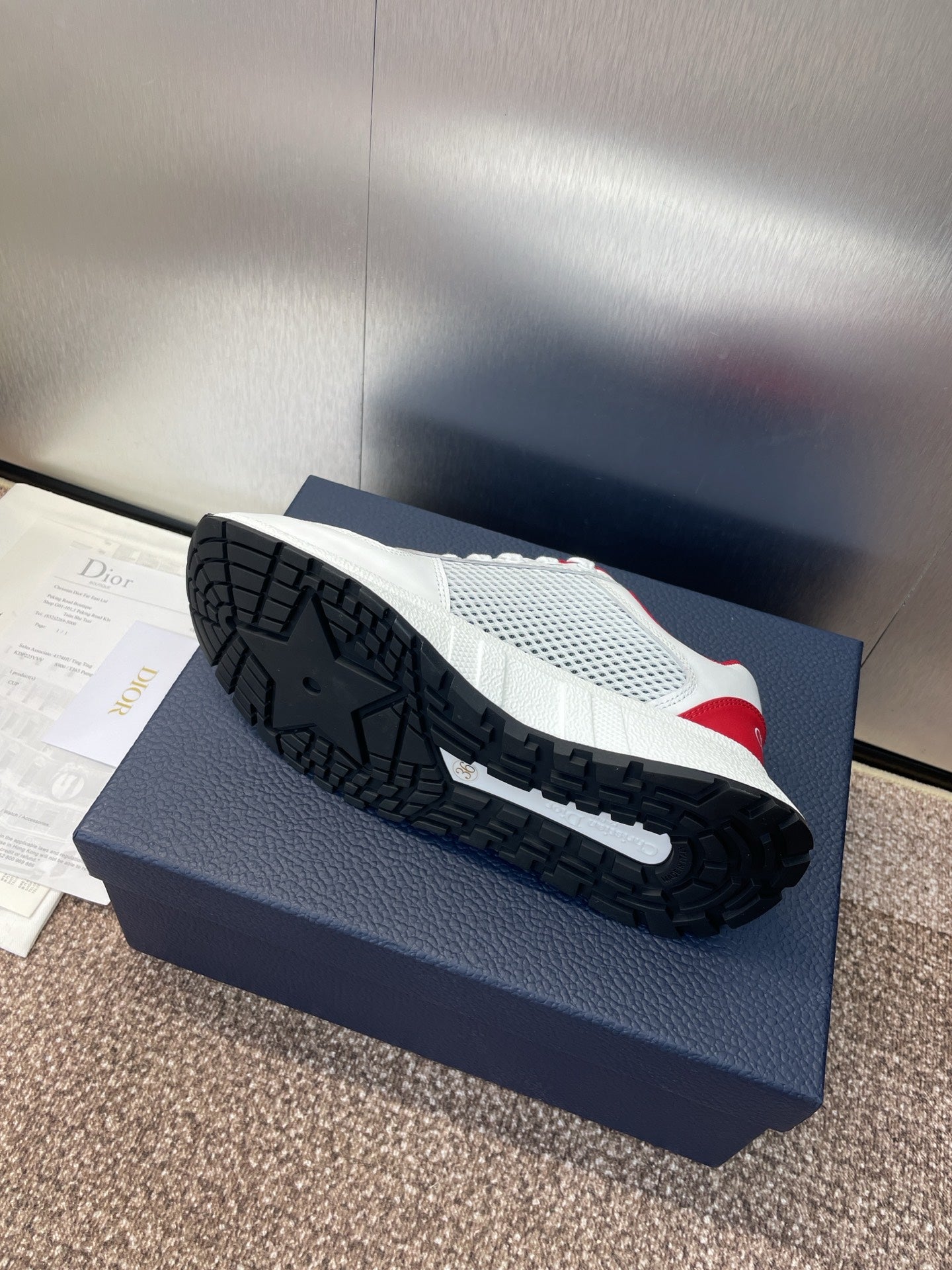 DIOR 25S D-RUN'N COUPLE SNEAKERS IN WHITE RED CALFSKIN AND MESH、mysite、Cacoeks