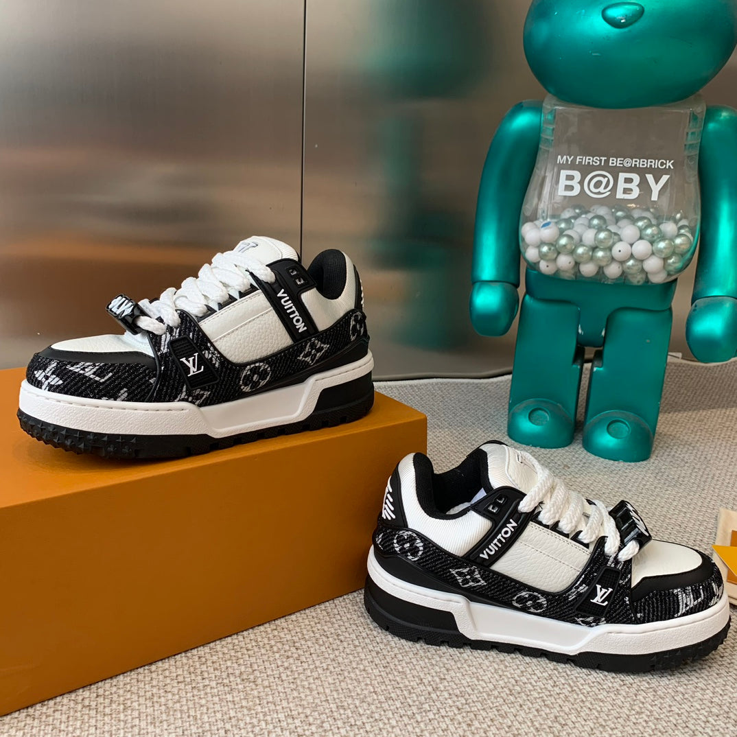 LV TRAINER MAXI SNEAKER IN WHITE MIX BLACK CALFSKIN、mysite、Cacoeks