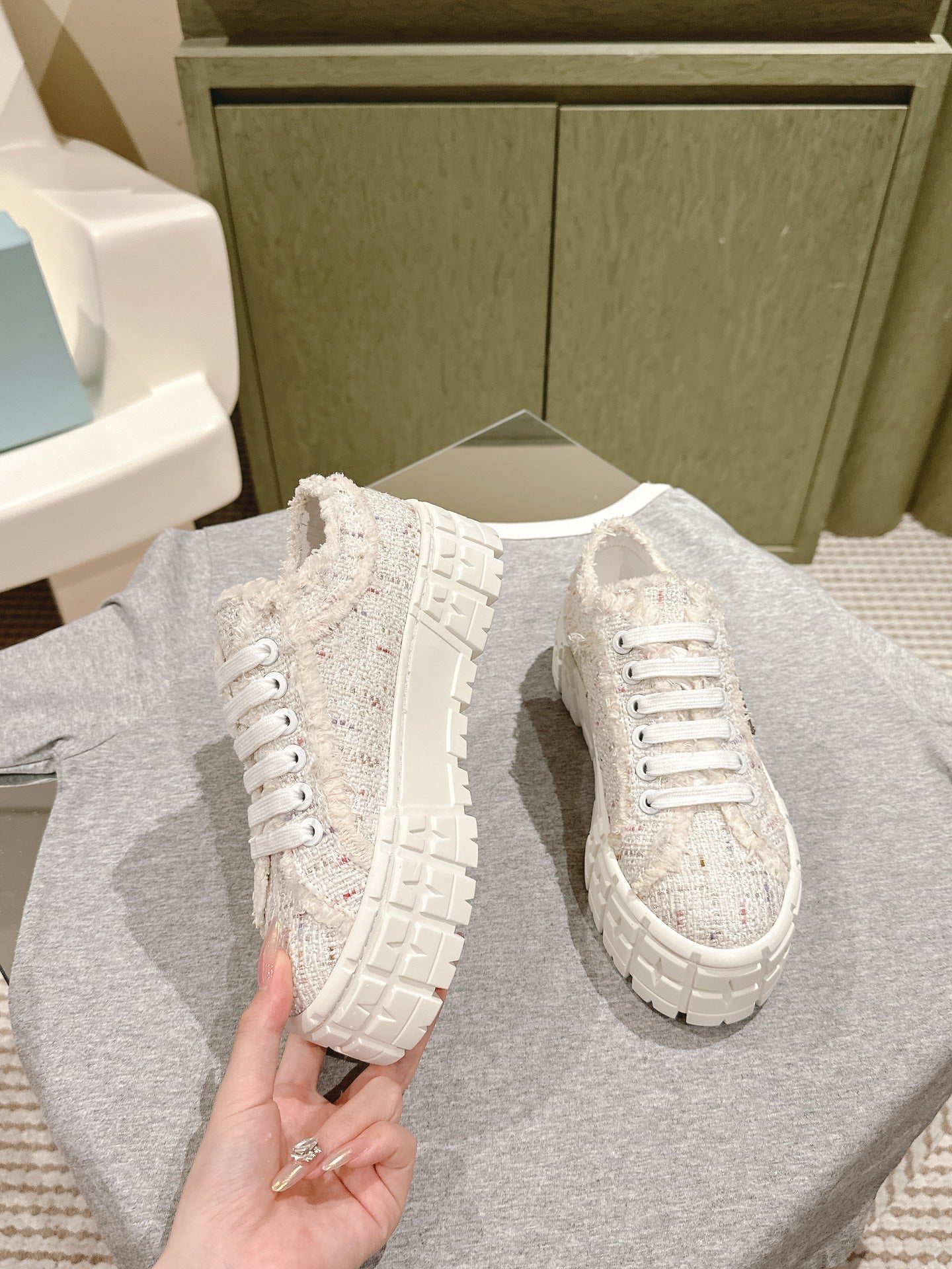 PRA DOUBLE WHEEL RE-NYLON GABARDINE SNEAKERS BEIGE FABRIC、mysite、Cacoeks