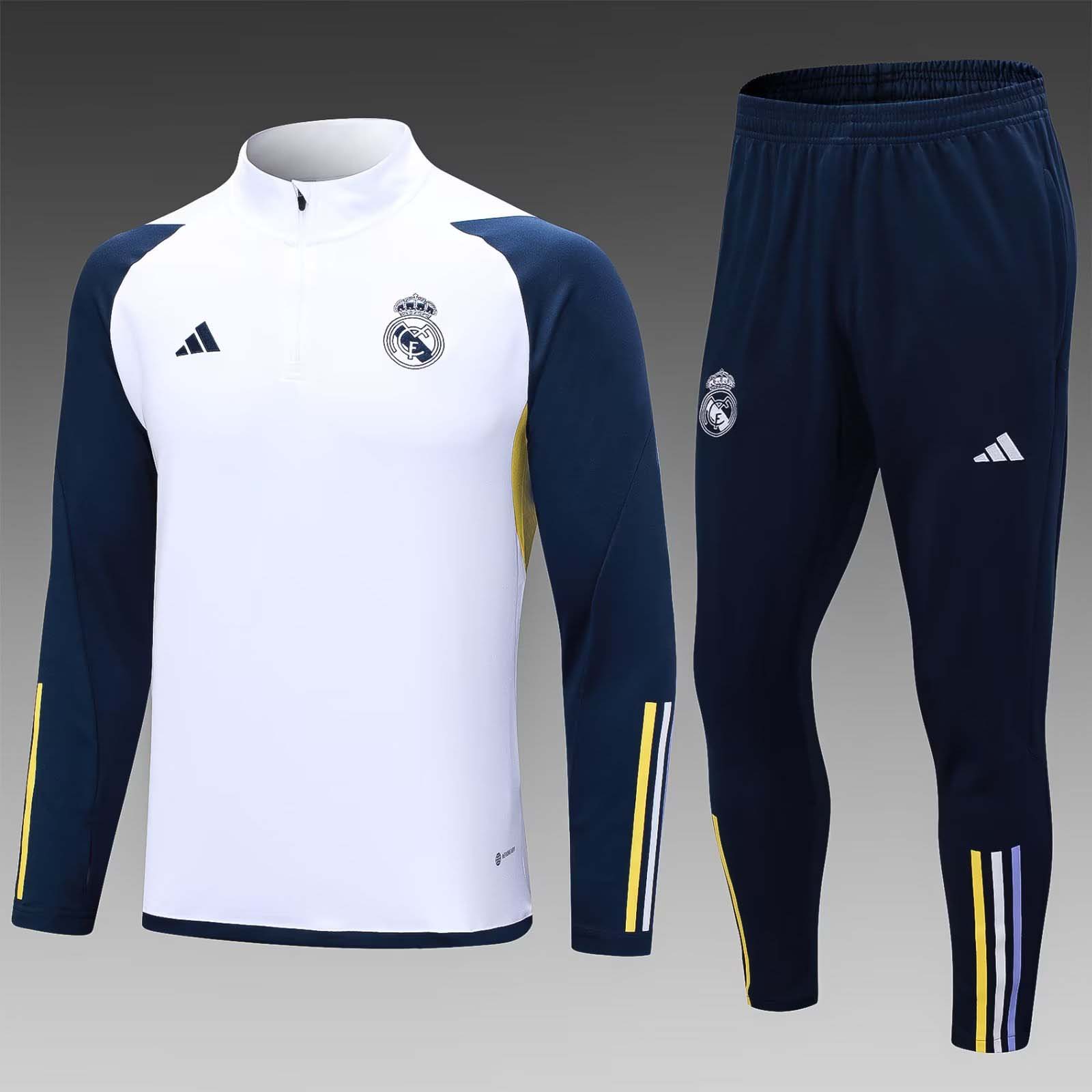 2023/2024 Real Madrid Half-Pull Training Suit white Football Shirt 1:1 Thai Quality Set:football jersey mysite: unitedjerseyfootball 邓江浪:football