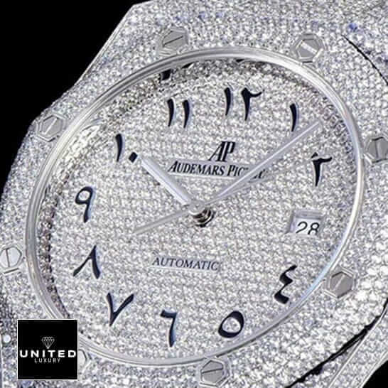 Iced Out Ap watch Replica aa 1 Audemars Piguet Royal Oak Custom Pave Diamond Set Dial Replica