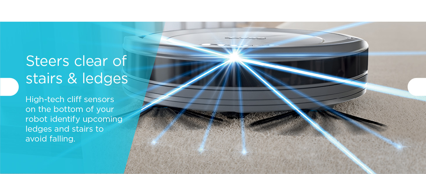 Cliff Sensors Avoids Bumping Low Profile Extended Runtime