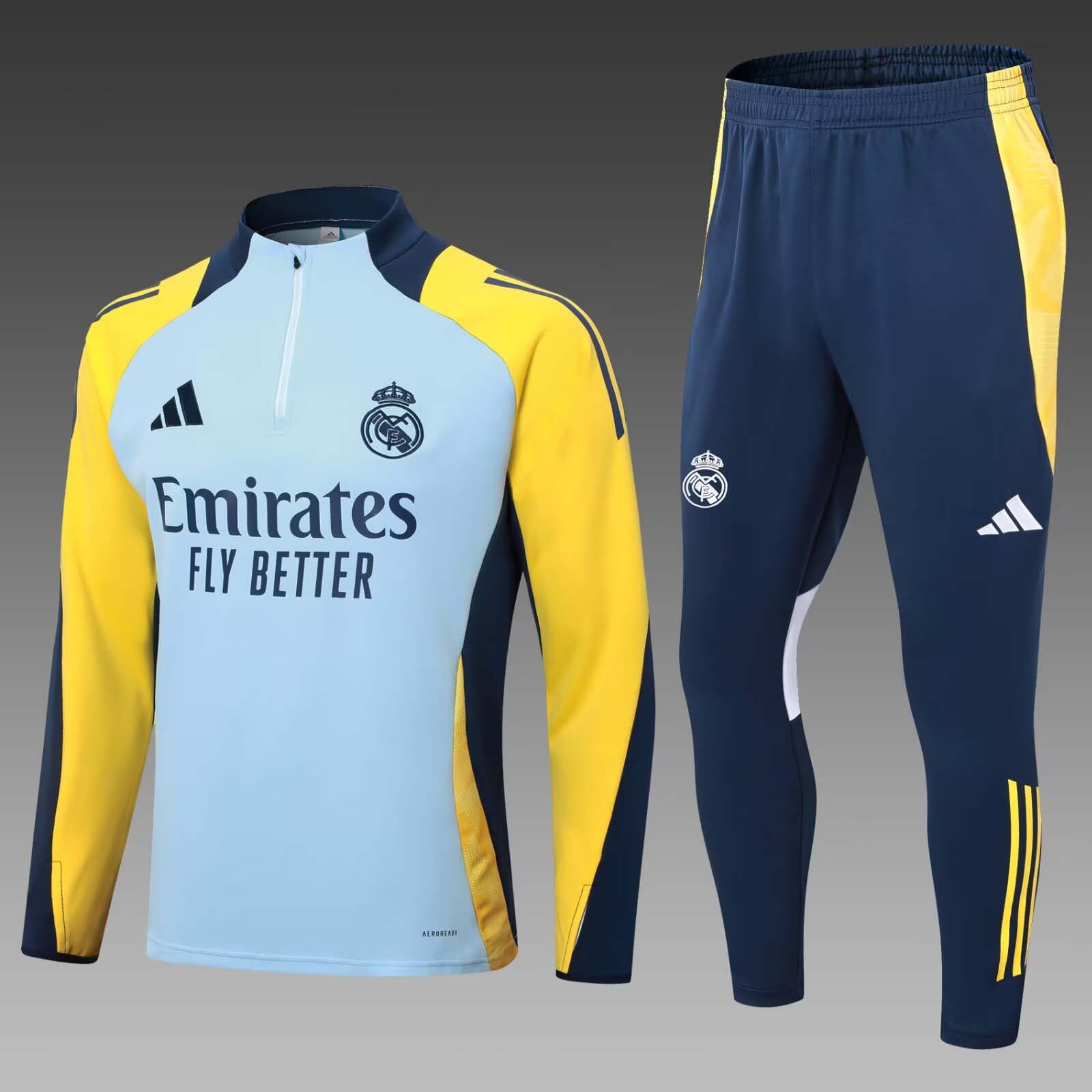 2024/2025 Real Madrid Half-Pull Training Suit Baby blue Football Shirt 1:1 Thai Quality Set:football jersey mysite: unitedjerseyfootball 邓江浪:football