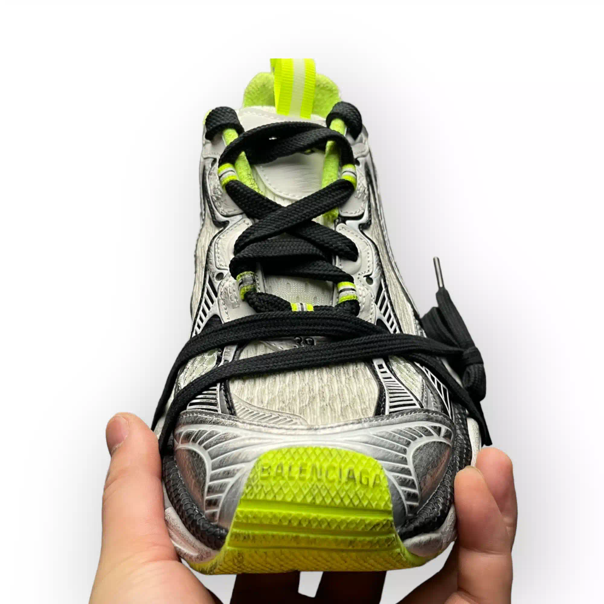 Balenciaga 3XL Sneaker in White Black and Neon Yellow、mysite、Cacoeks
