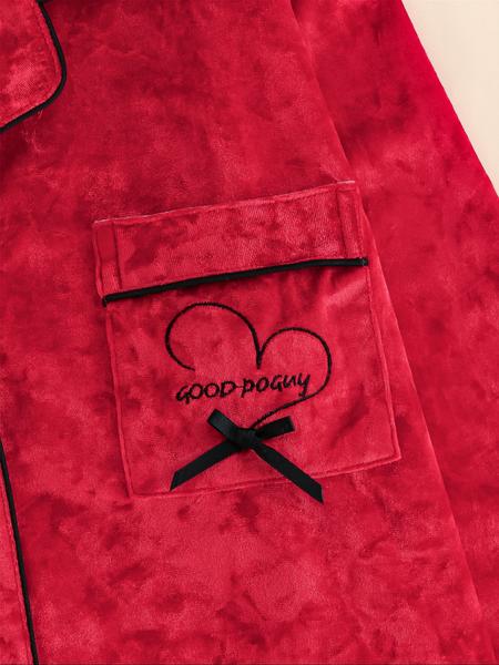 Women's Elegant Winter Pajama Set, Fitted Long Sleeve Button-Up Top & Warm Pants, Comfortable Home Wear for Cold Weather