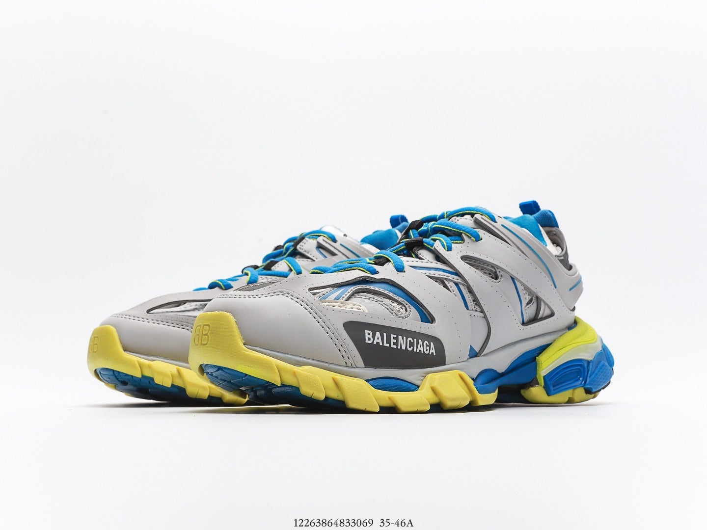Balenciaga Track Trainer In Grey Blue Yellow、mysite、Cacoeks