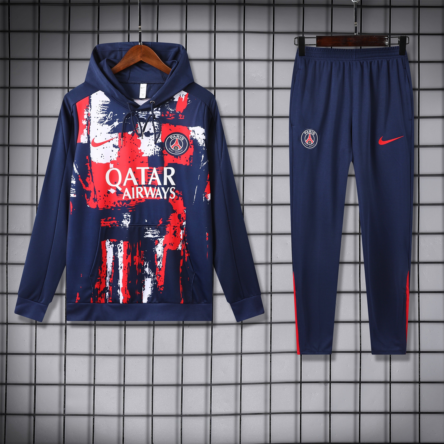 JerseysGala.com | Paris Saint-Germain PSG 24-25 Training Hoodie Set - Royal Blue Hoodie and Pants -Customize Name, Number and Patch | Worldwide Shipping