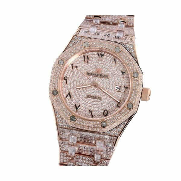 Audemars Piguet Royal Oak Iced Out Rose Gold Replica-fasswatch