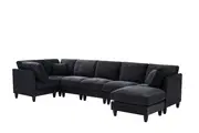 7pcs l shaped fabric fabric sofa free combination soft and comfortable suitable for living room bedroom hotel office reception and dark gray beige details 9