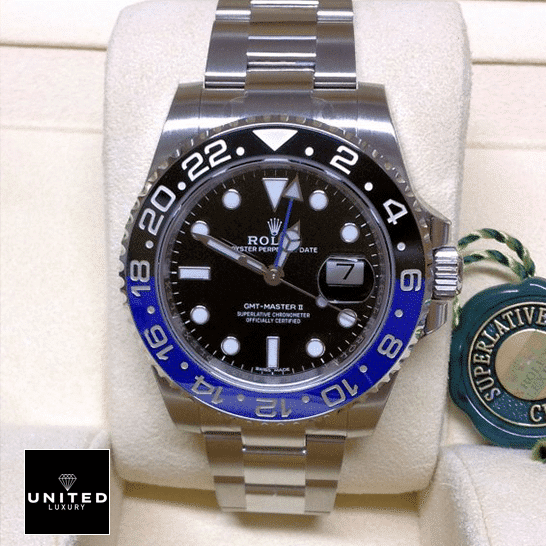 Rolex GMT-Master II Black Dial Batman Bezel 116710BLNR Oyster Replica in the Rolex box