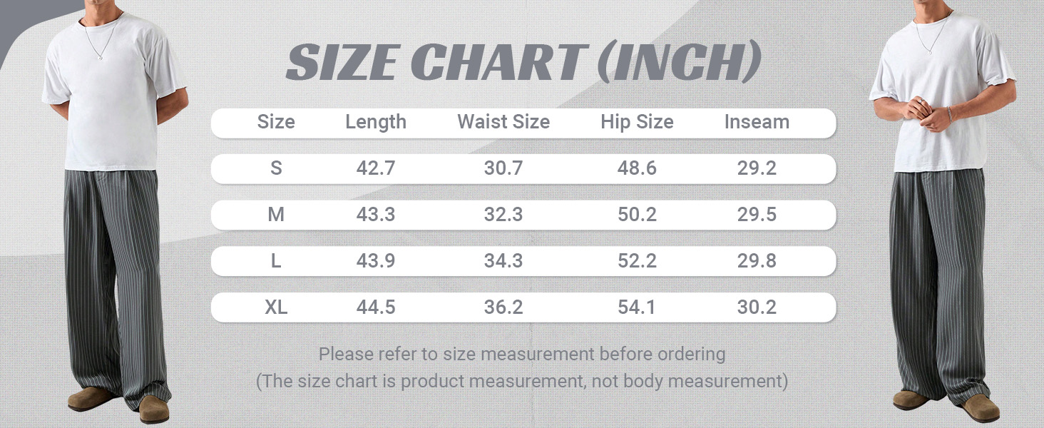 GORGLITTER Men&#39;s Striped Pleated Long Pants Zipper Fly Wide Leg Trousers with Pockets