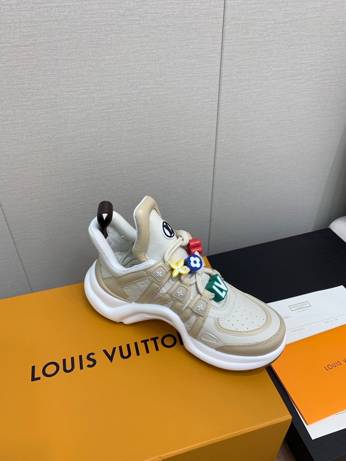 LV ARCHLIGHT SNEAKER BEIGE MIX CAMEL BROWN CALFSKIN、mysite、Cacoeks