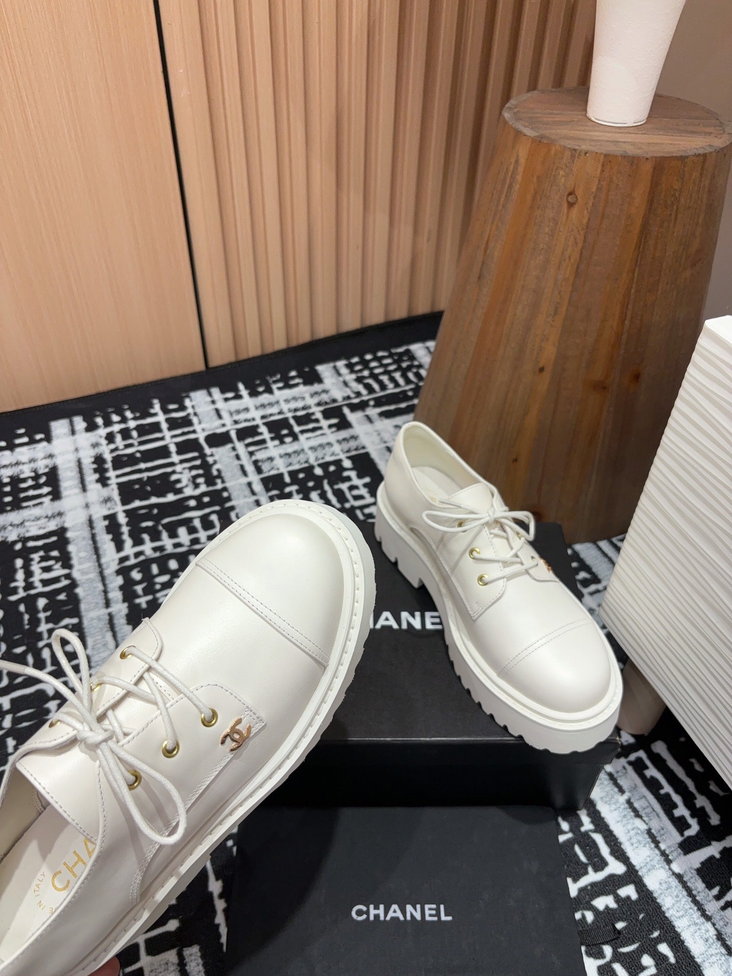 CC OXFORD SHOES IN WHITE CALFSKIN、mysite、Cacoeks