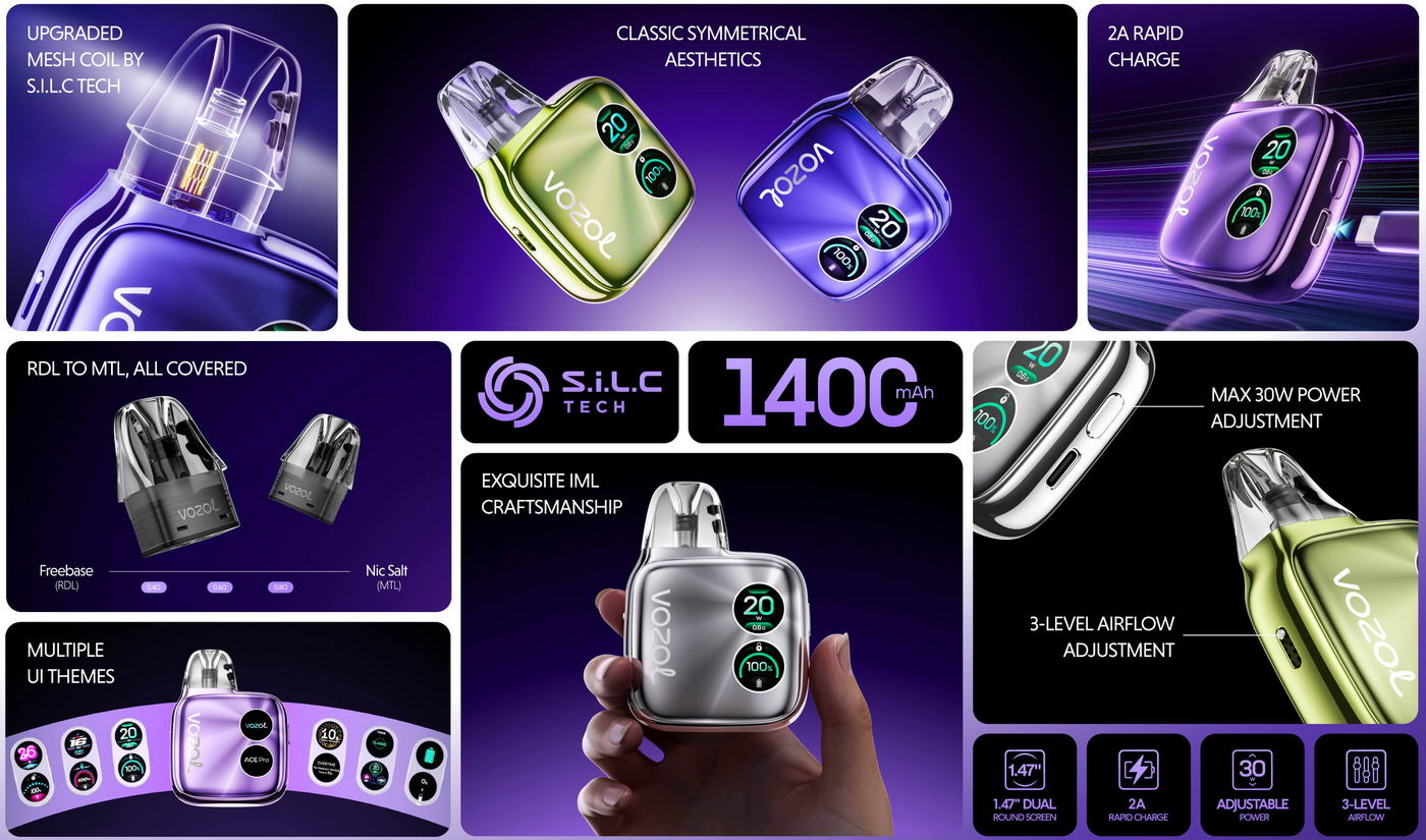 Vozol Ace Pro Pod Vape Kit | 1400mAh 30W Dual Screen