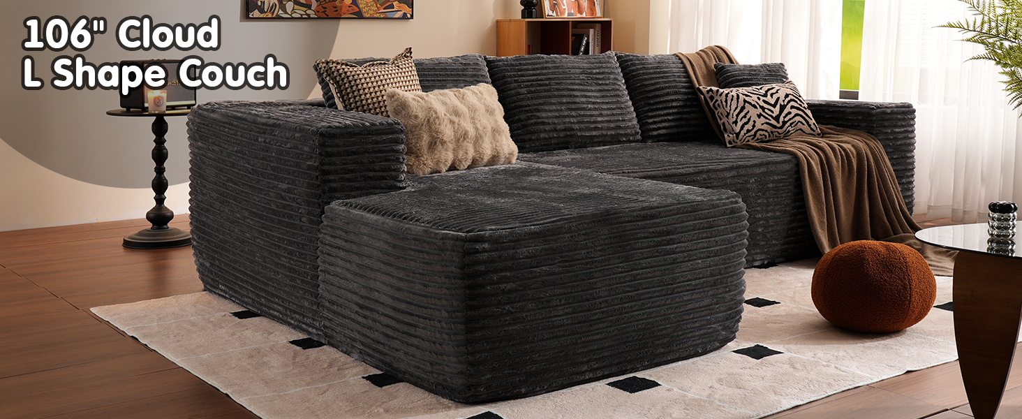 Modern Minimalist 104&#34; L-Shape Couch