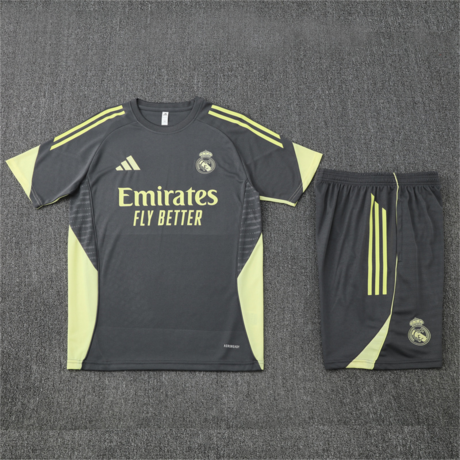 UltraTrikot-Real Madrid 25-26 Kids Short-Sleeve Training Set - Deep Grey Top and Shorts