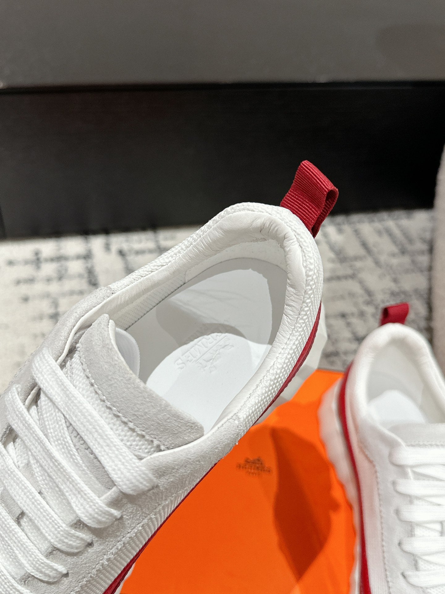 BOUNCING SNEAKER IN WINE RED CALFSKIN AND WHITE FABRIC、mysite、Cacoeks