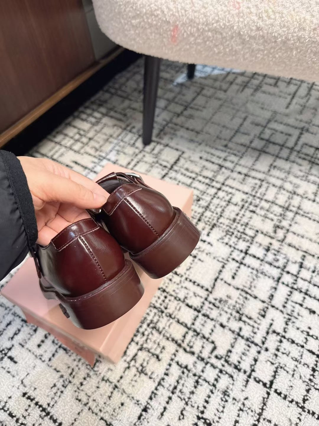 SQUARE TOE OXFORD IN SANGRIA RED SHINY CALFSKIN、mysite、Cacoeks