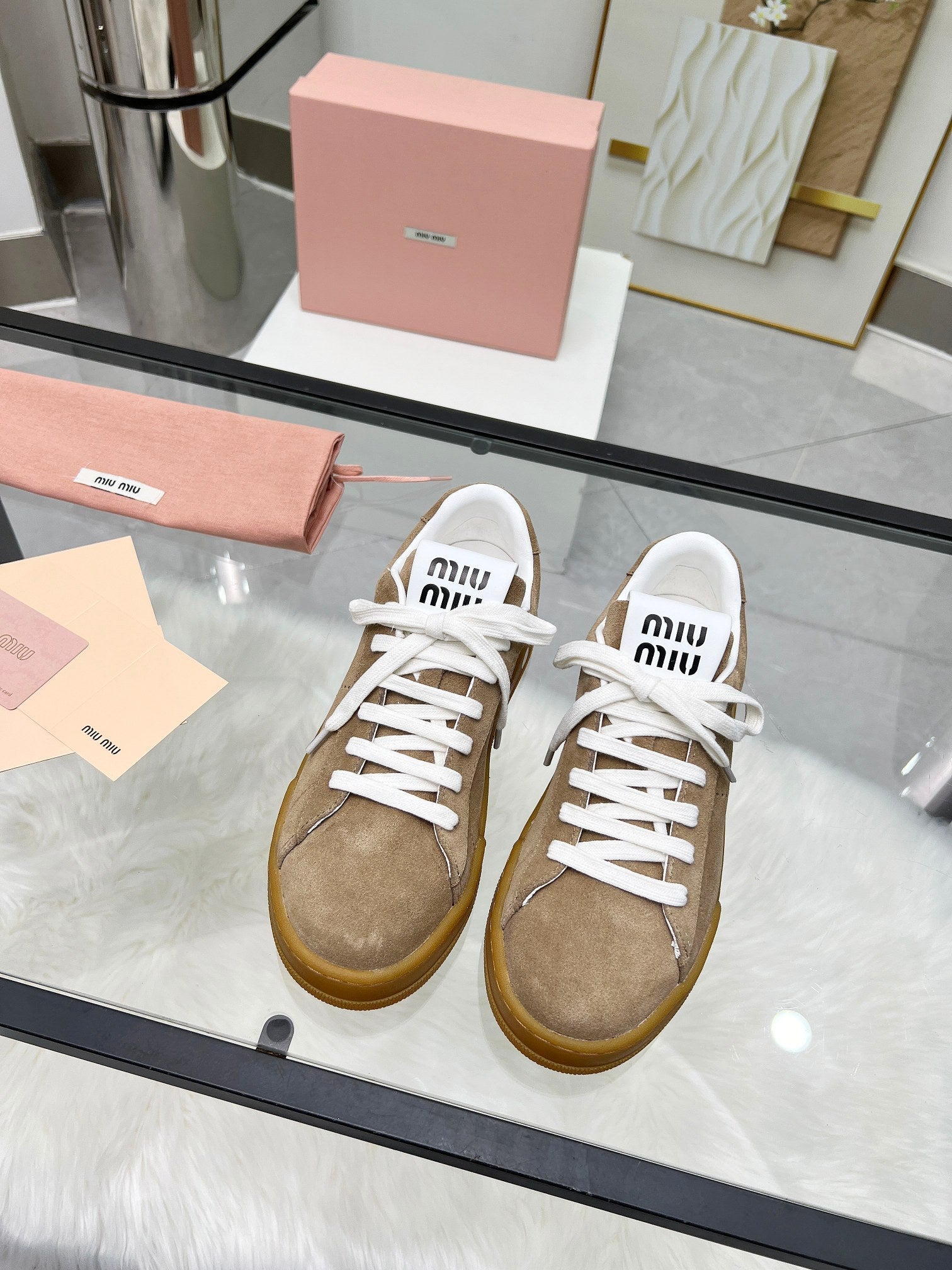 ECRU SNEAKERS IN BROWN BLEACHED SUEDE、mysite、Cacoeks