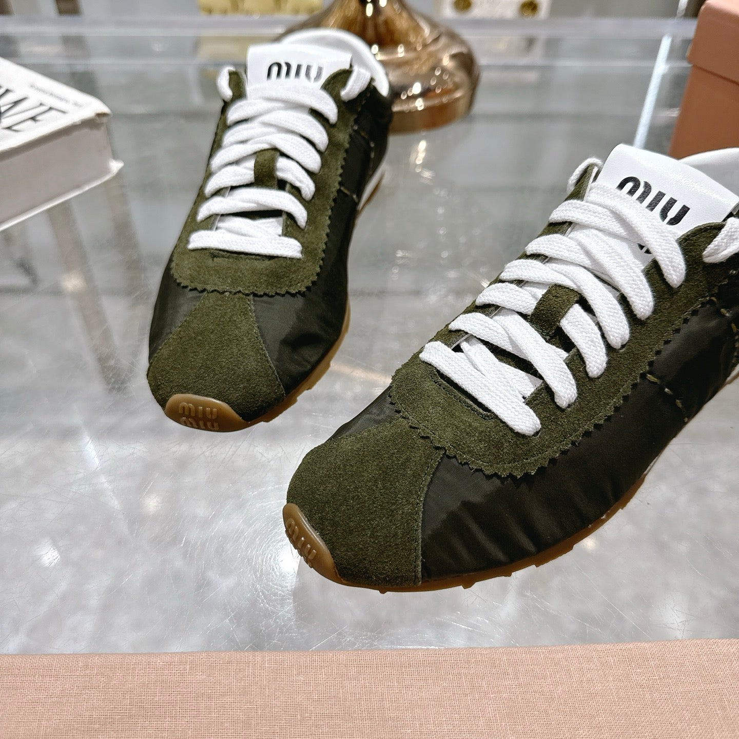PLUME NAPPA SNEAKERS IN DARK GREEN SUEDE AND CANVAS、mysite、Cacoeks