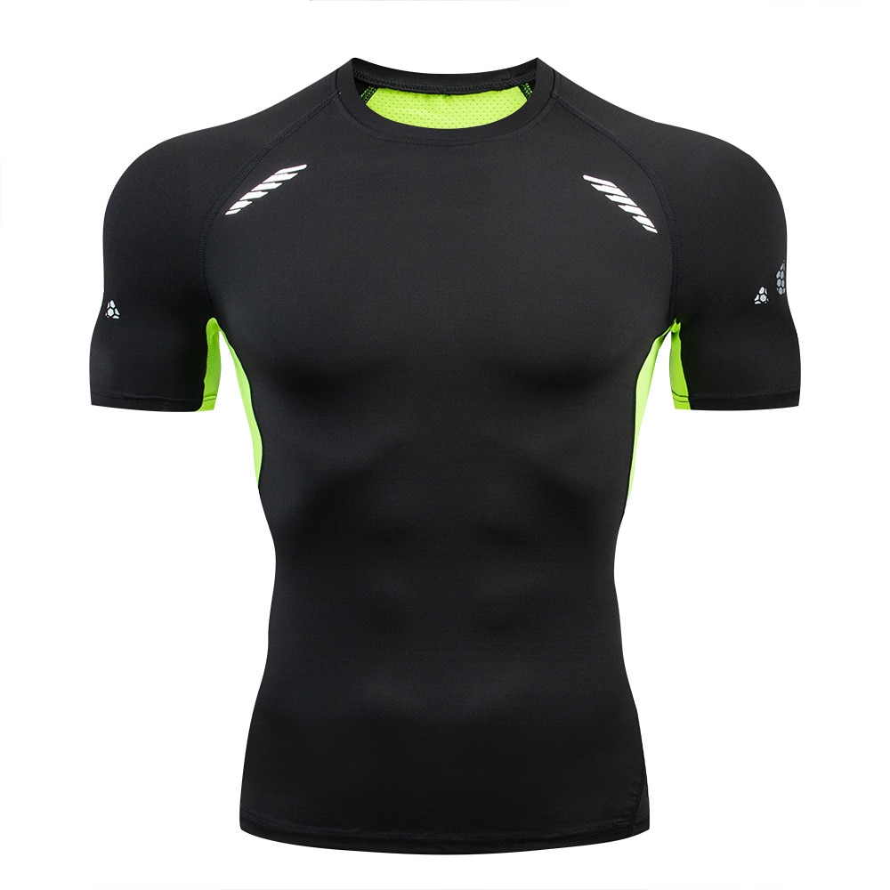Men's Sport Tops Round Neck Compression Shirt Bodybuilding Gym Tights for Male Quick Dry Short Sleeve Cycling Fitness Sportswear