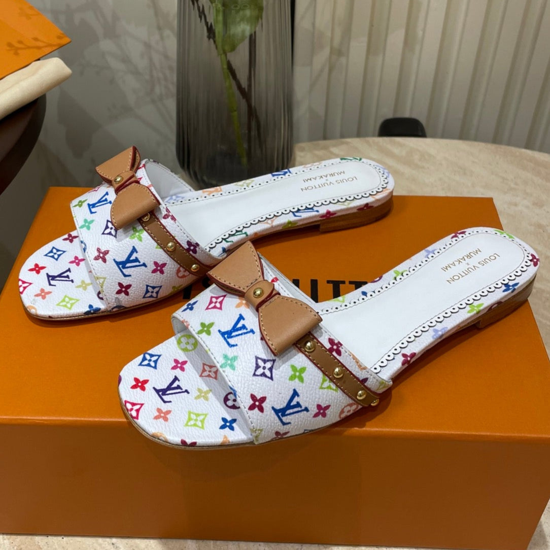 FLAT MULES IN WHITE MONOGRAM LAMBSKIN、mysite、Cacoeks