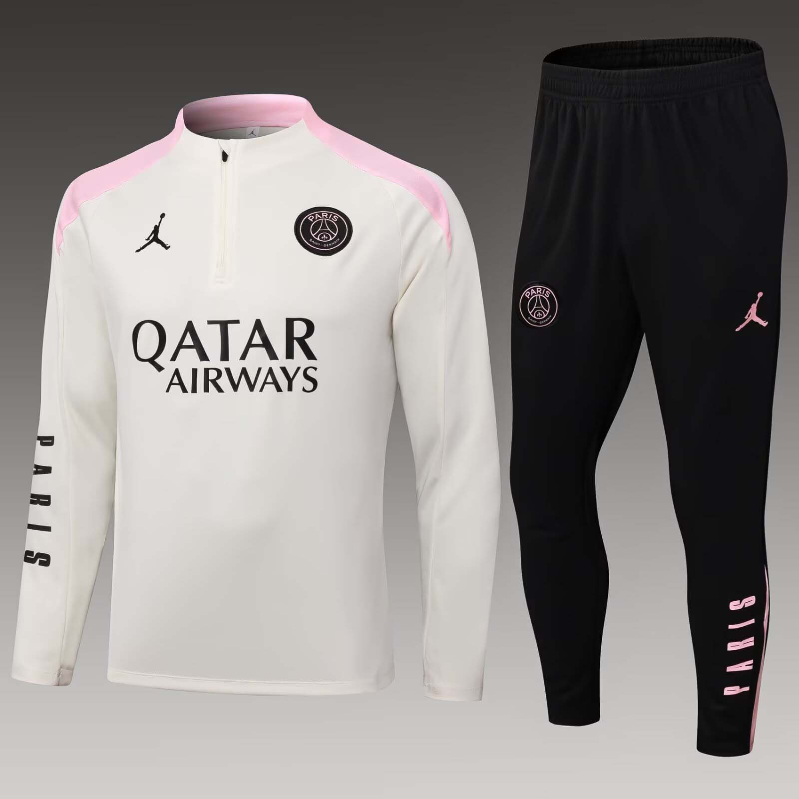 2024/2025 Psg Paris Saint-Germain Half-Pull Training Suit cream-yellow Set:football jersey mysite: unitedjerseyfootball 邓江浪:football