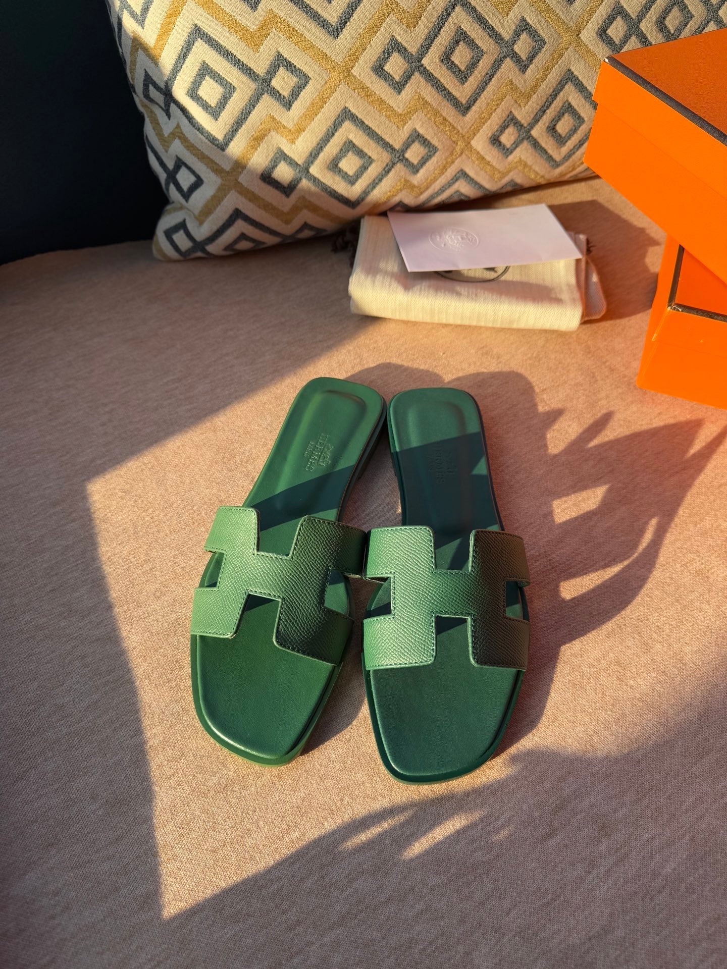 0RAN SANDALS IN HUNTER GREEN CALFSKIN、mysite、Cacoeks