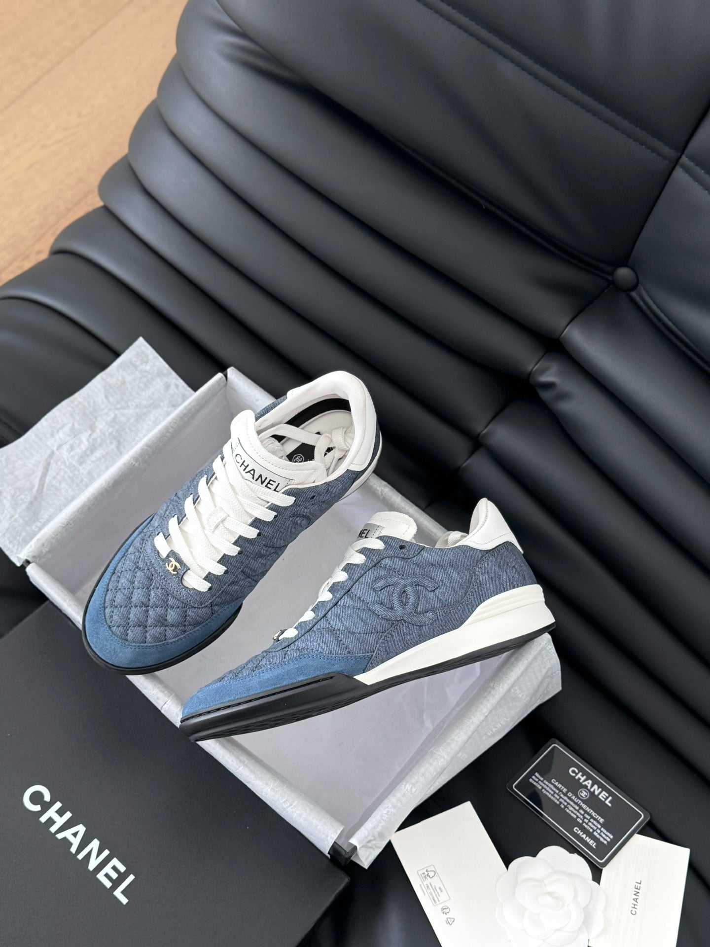 CC SNEAKER IN AEGEAN BLUE MIX WHITE EMBROIDERED LAMBSKIN、mysite、Cacoeks