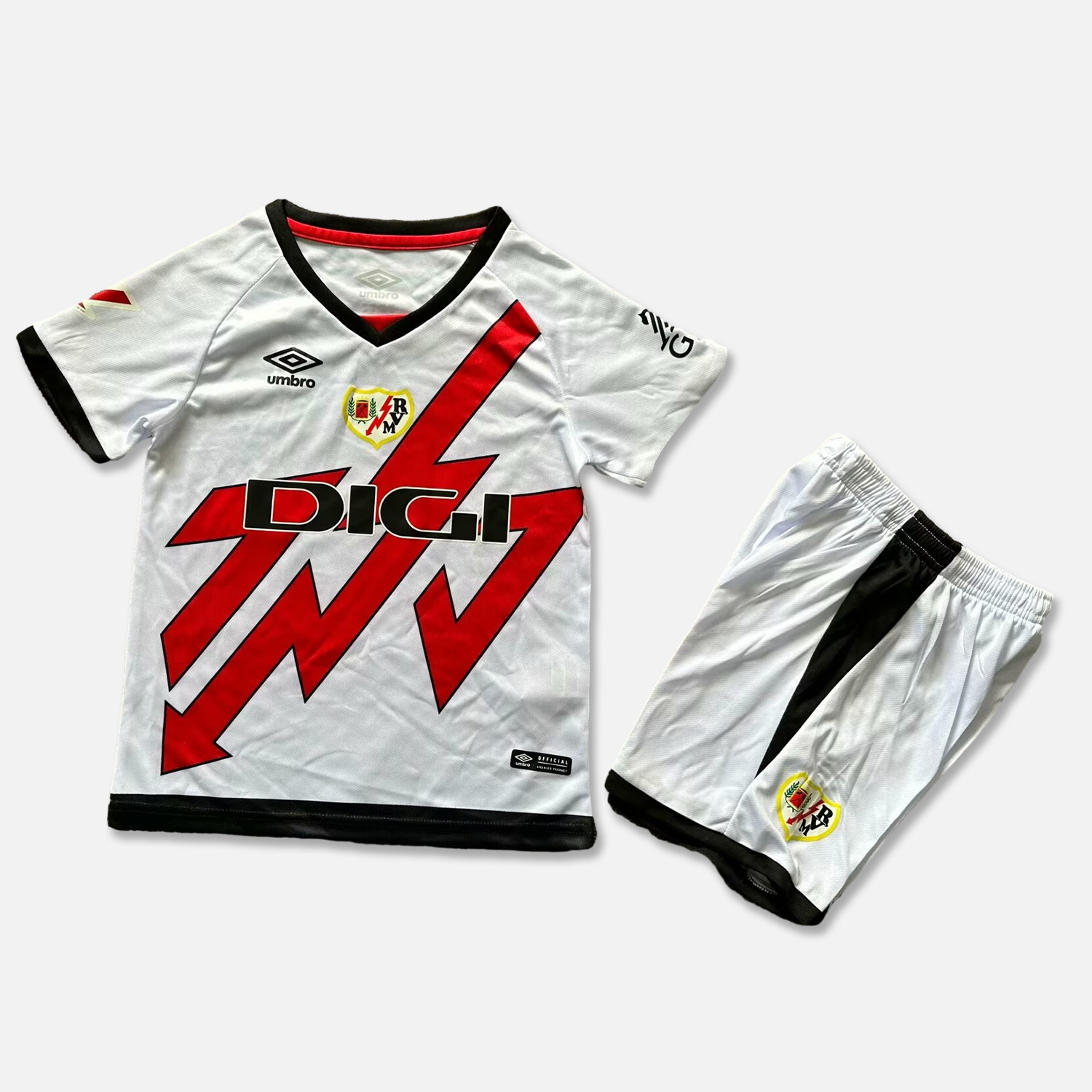 Higojerseys-Rayo Vallecano 24-25 Home Kids Kit