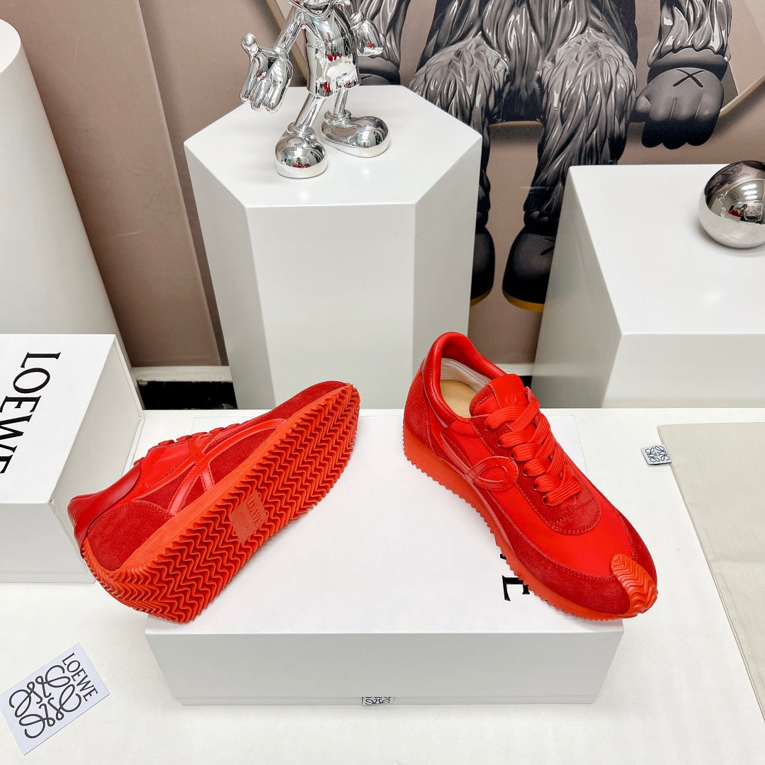 FLOW RUNNER SNEAKER IN RUBY RED SUEDE AND SHEEPSKIN、mysite、Cacoeks