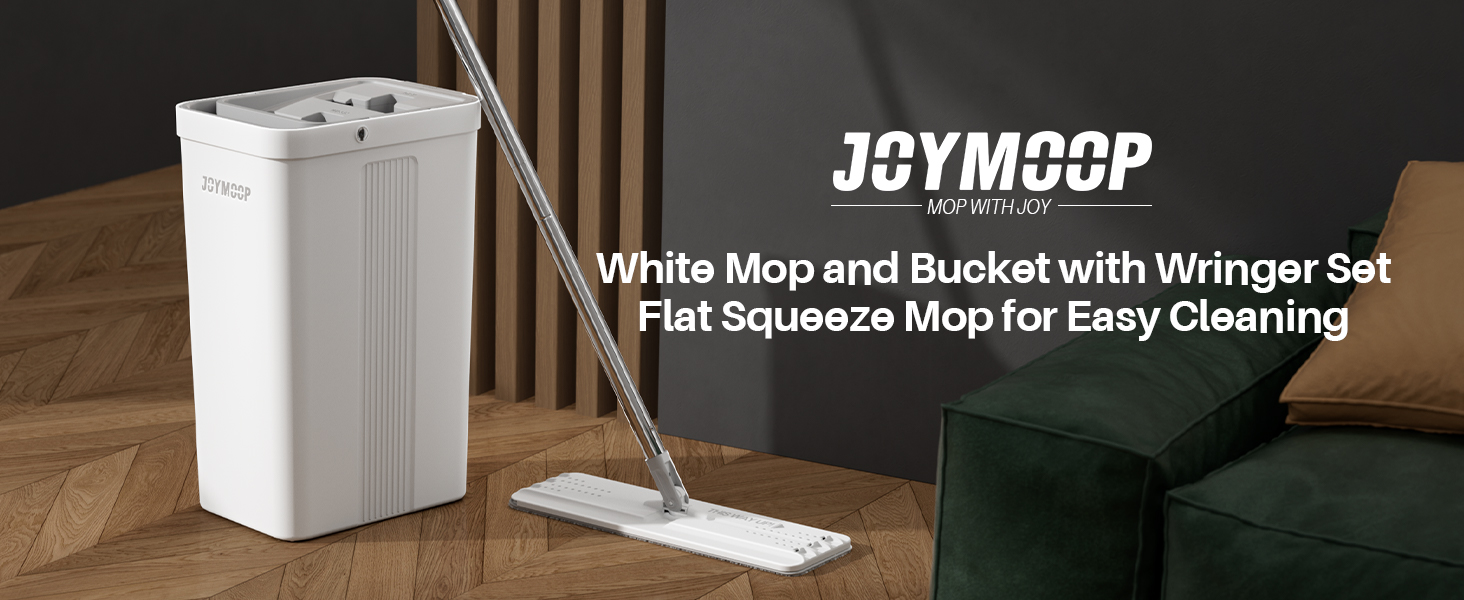 White Mop and Bucket with Wringer Set