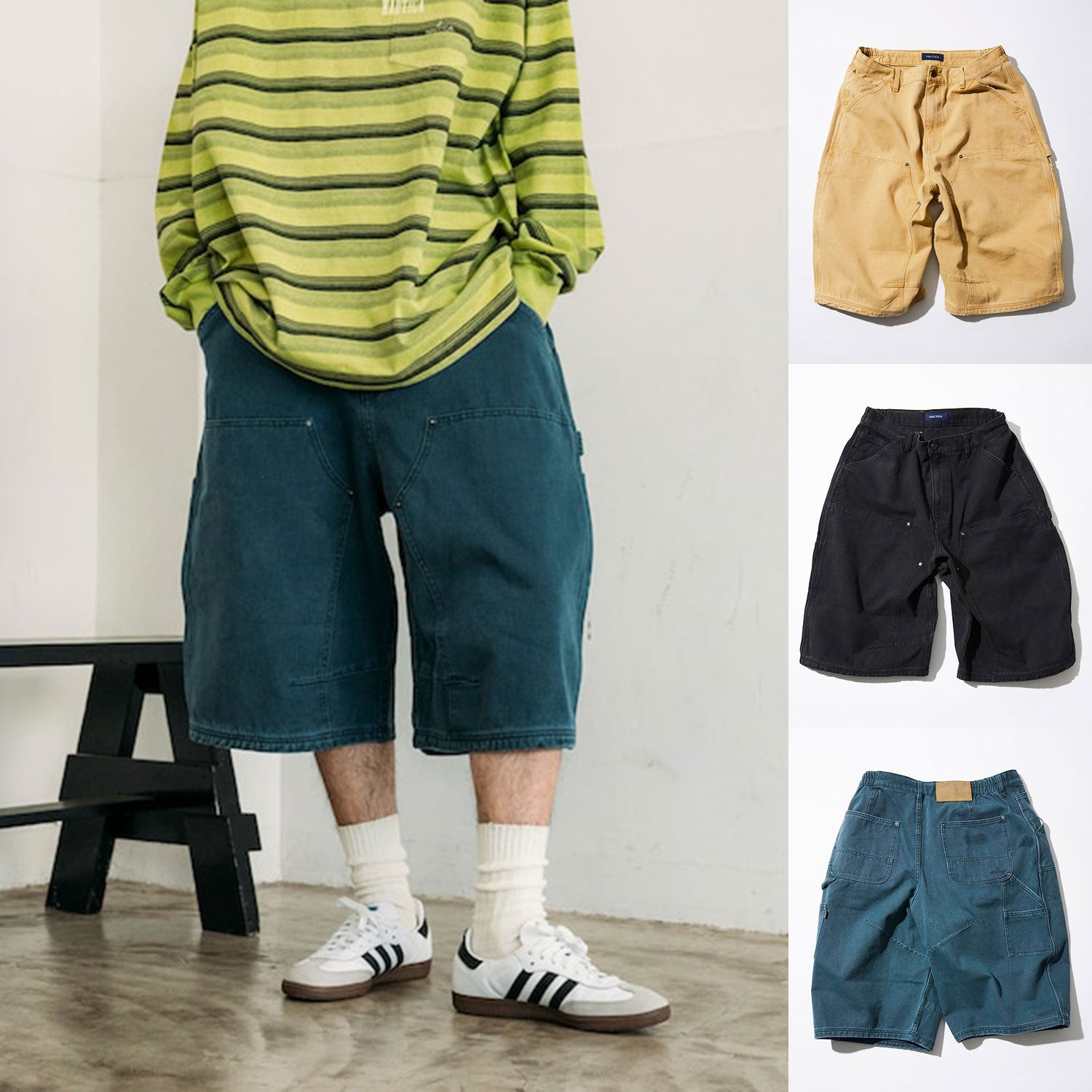 NAUTICA ( JAPAN ) Duck Super Wide Curve Double Knee Cropped Pants
