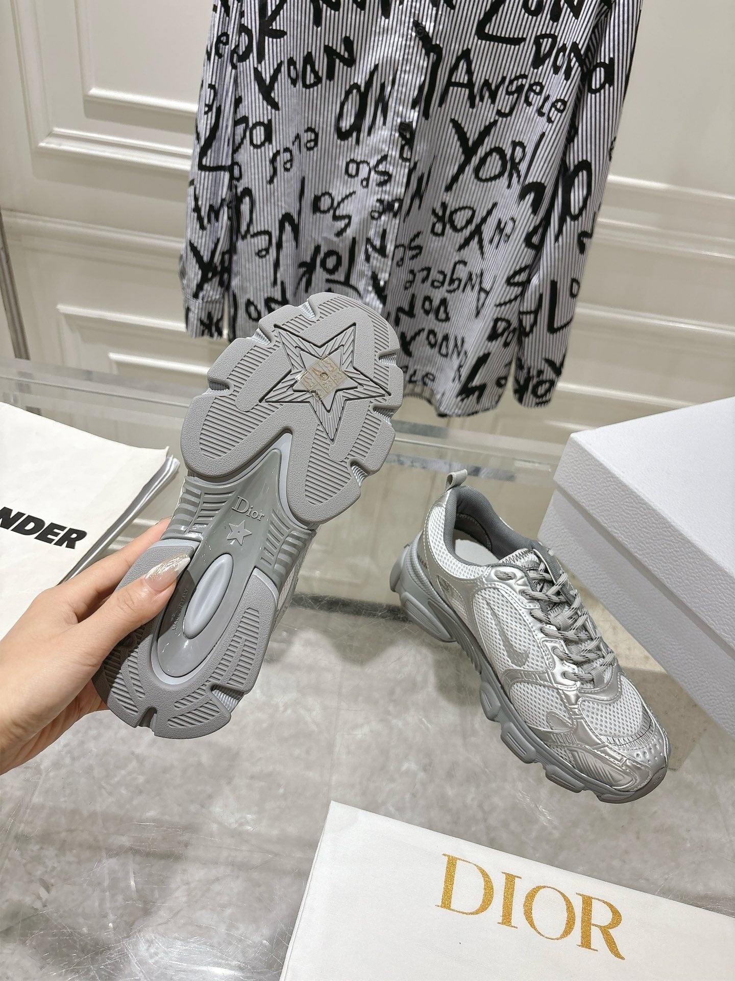 DIOR 25S CHRONO SNEAKER 45MM IN MESH WITH SILVER CALFSKIN、mysite、Cacoeks