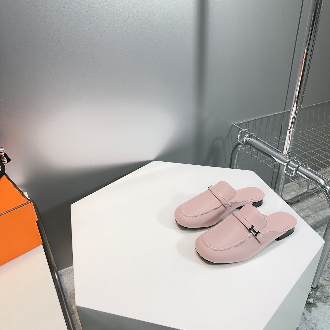 Lena Mule Pastel Pink Leather、mysite、Cacoeks