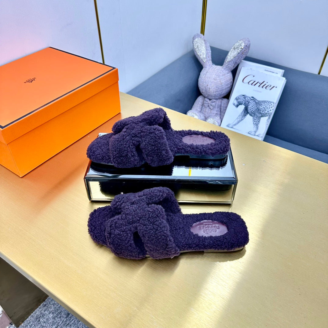 0RAN SHEARLING SANDALS EGGPLANT PURPLE、mysite、Cacoeks