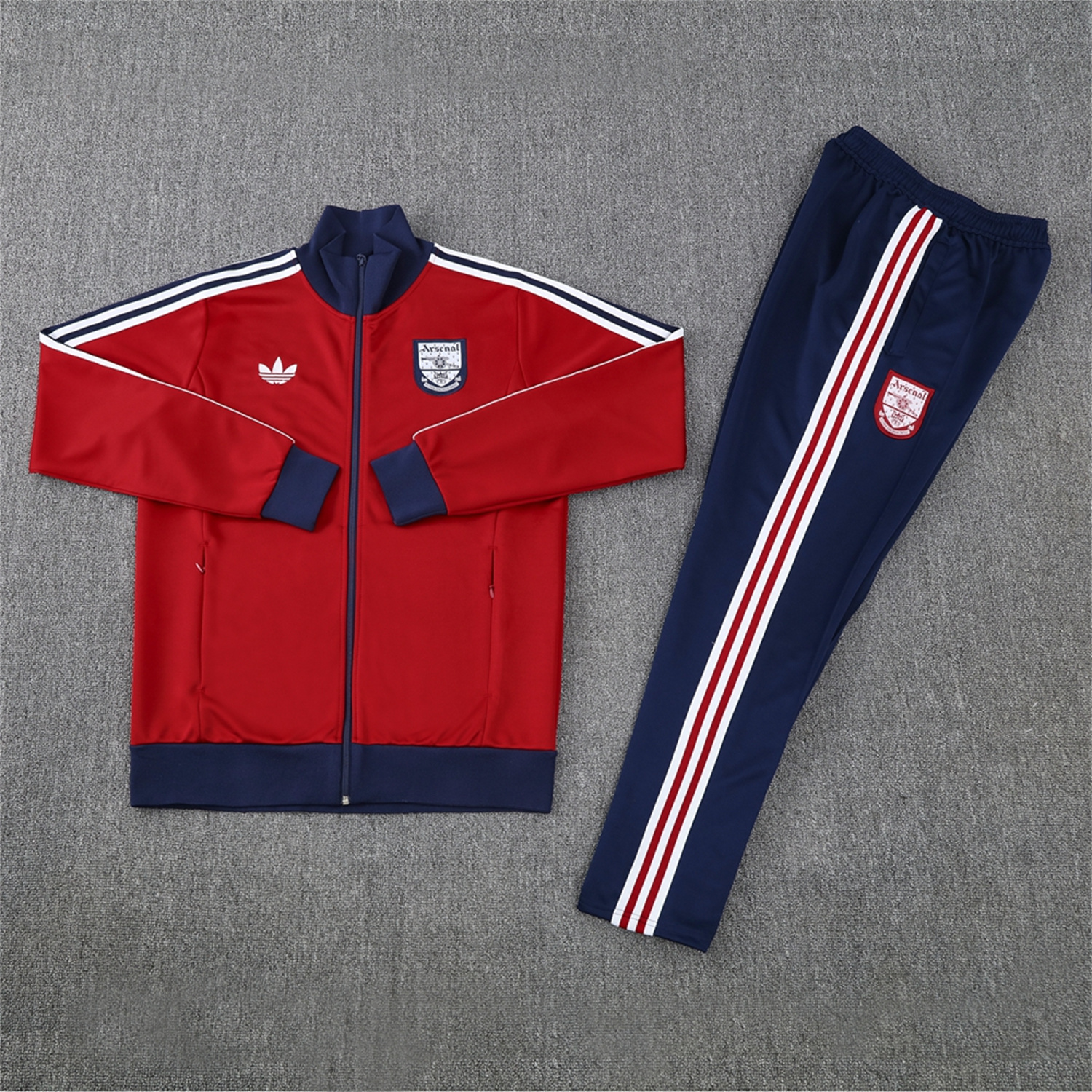 foot-Arsenal 24-25 Throwback Jacket Training Tracksuit - Red Jackets & Blue Pants