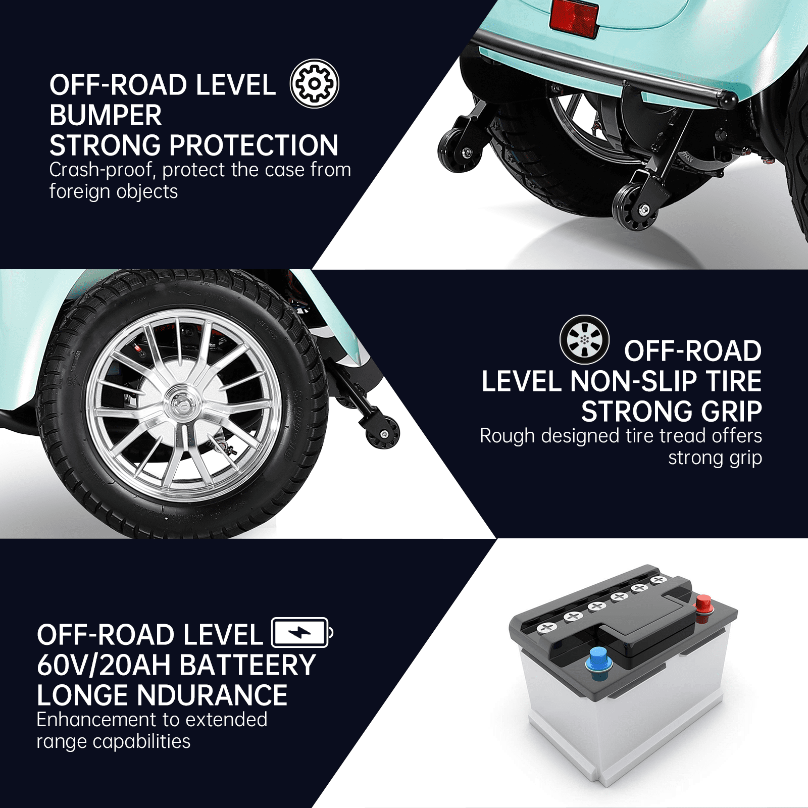 Mobility Scooter 4-Wheel, Green, 800W