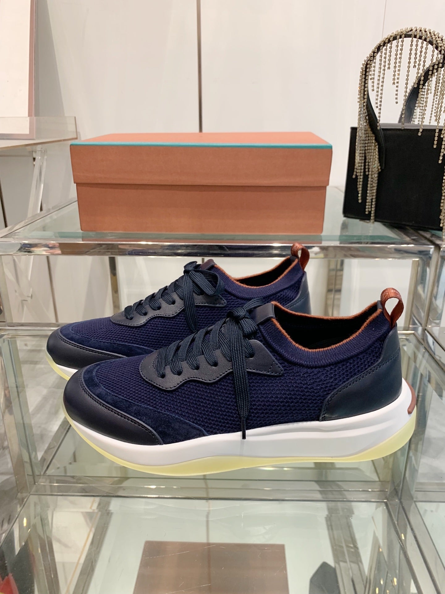 SNEAKER IN MIDNIGHT BLUE CANVAS MIX SUEDE WITH LAMBSKIN、mysite、Cacoeks