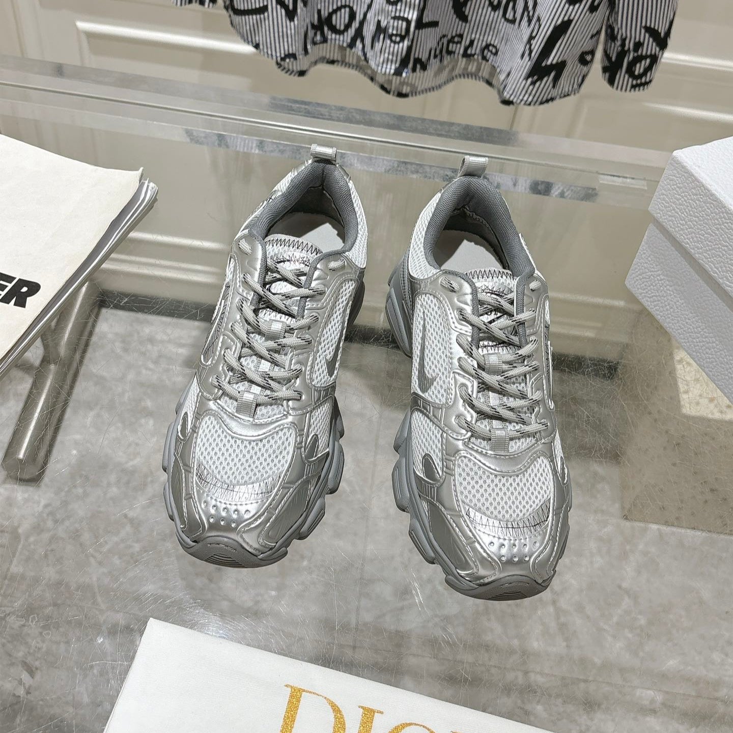 DIOR 25S CHRONO SNEAKER 45MM IN MESH WITH SILVER CALFSKIN、mysite、Cacoeks