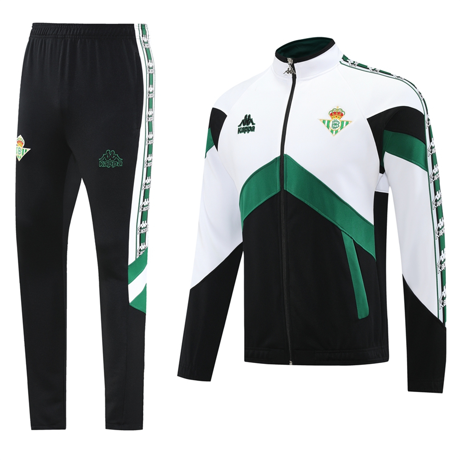foot-Real Betis 25-26 Jacket Training Tracksuit - Green White Black Throwback Jackets & Black Pants