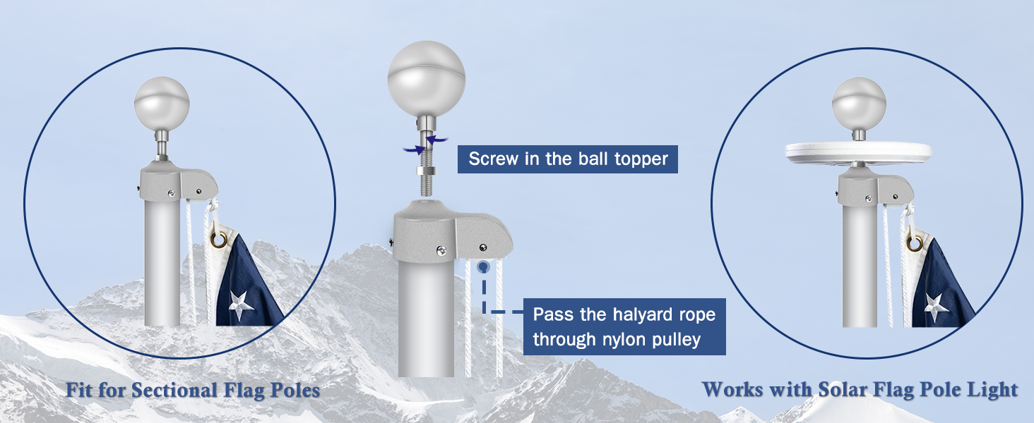 flag pole topper and flag pole truck