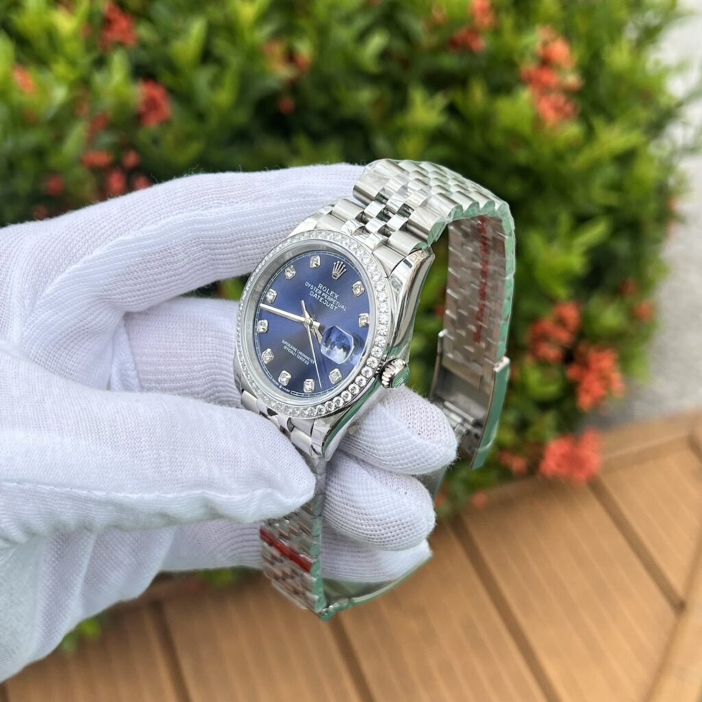 Đồng Hồ Rolex DateJust Mặt Xanh Dương Đính Đá EW Factory 36mm (5)