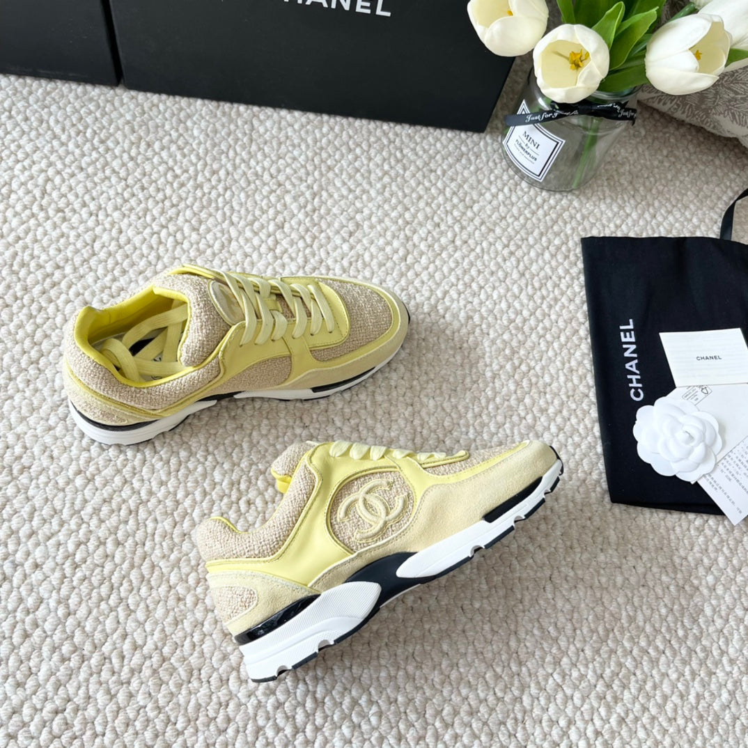 CC SNEAKER IN LIGHT YELLOW WOOL TWEED AND SUEDE、mysite、Cacoeks