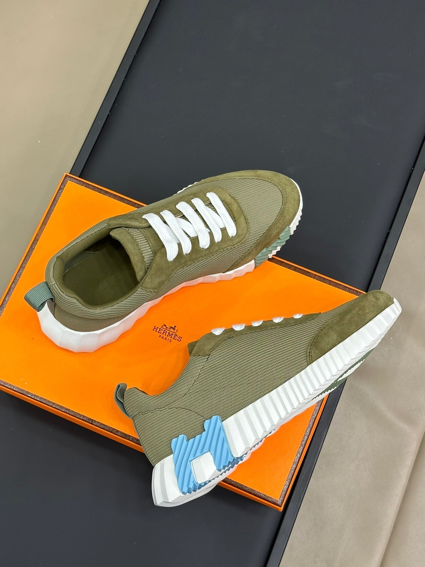 BOUNCING SNEAKERS OLIVE CALFSKIN、mysite、Cacoeks