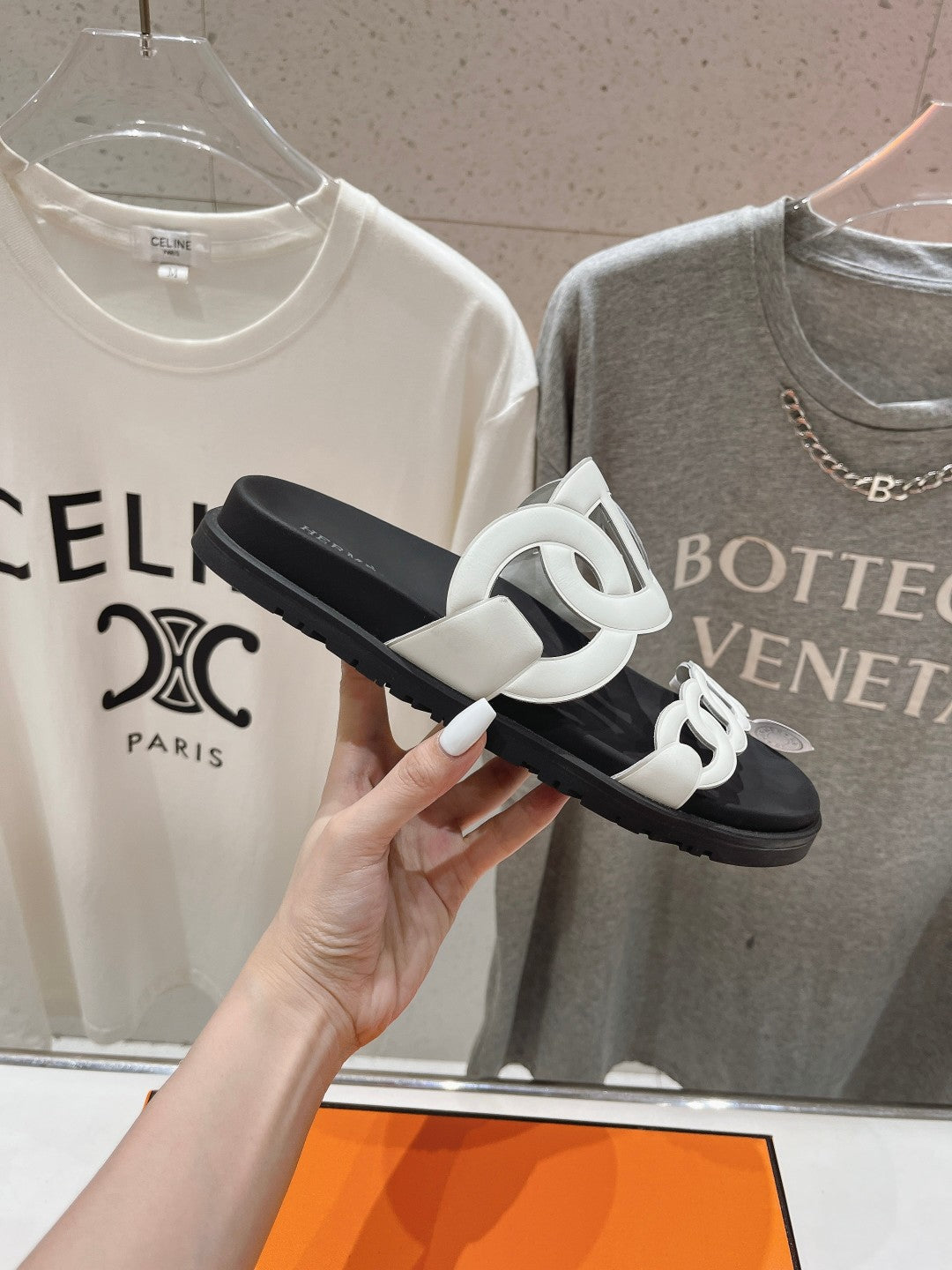 EXTRA SANDAL BLACK MIX WHITE CALFSKIN、mysite、Cacoeks