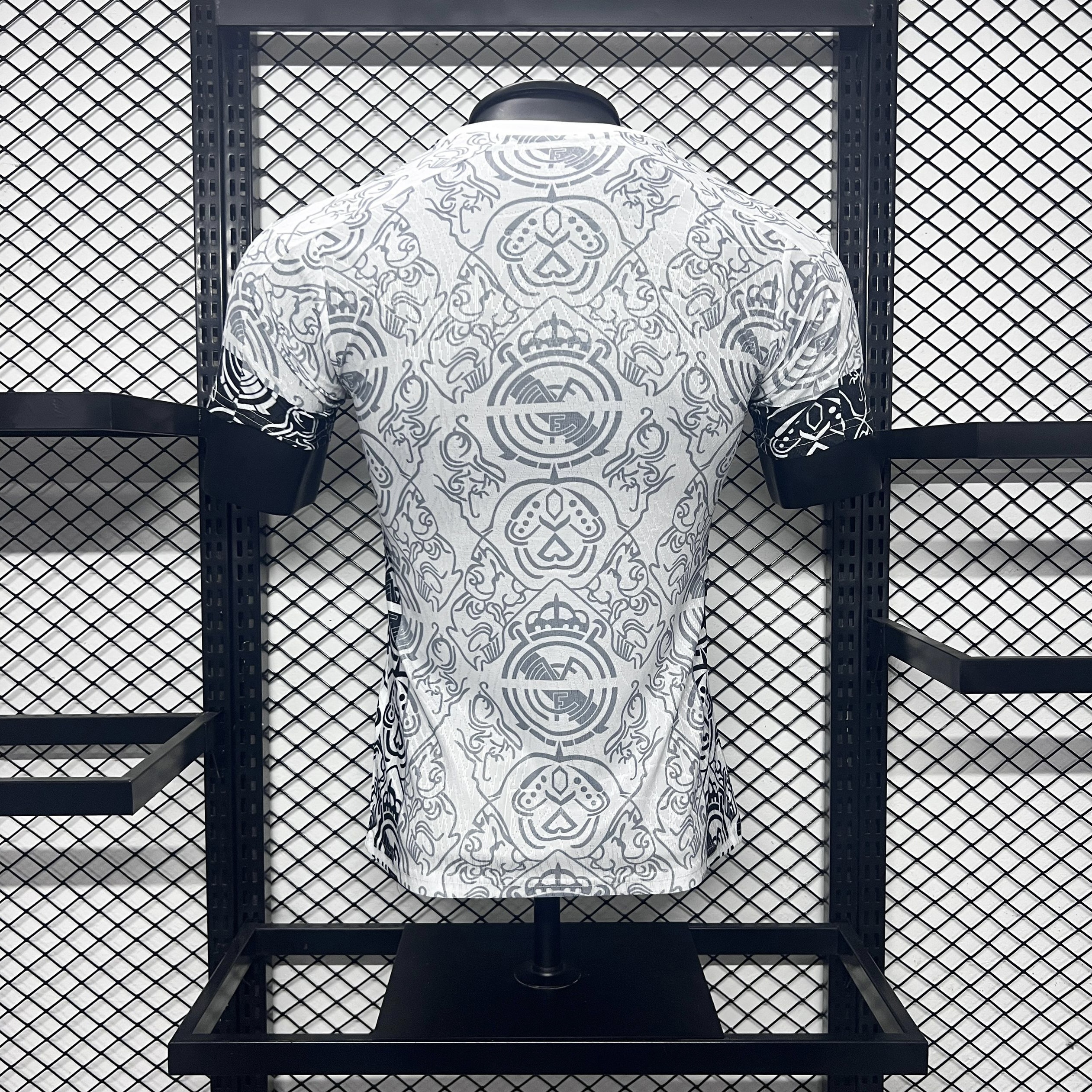 JerseysGala.com | Real Madrid 24-25 White Line Pattern Special Edtion Jersey - Player Version -Customize Name, Number and Patch | Worldwide Shipping