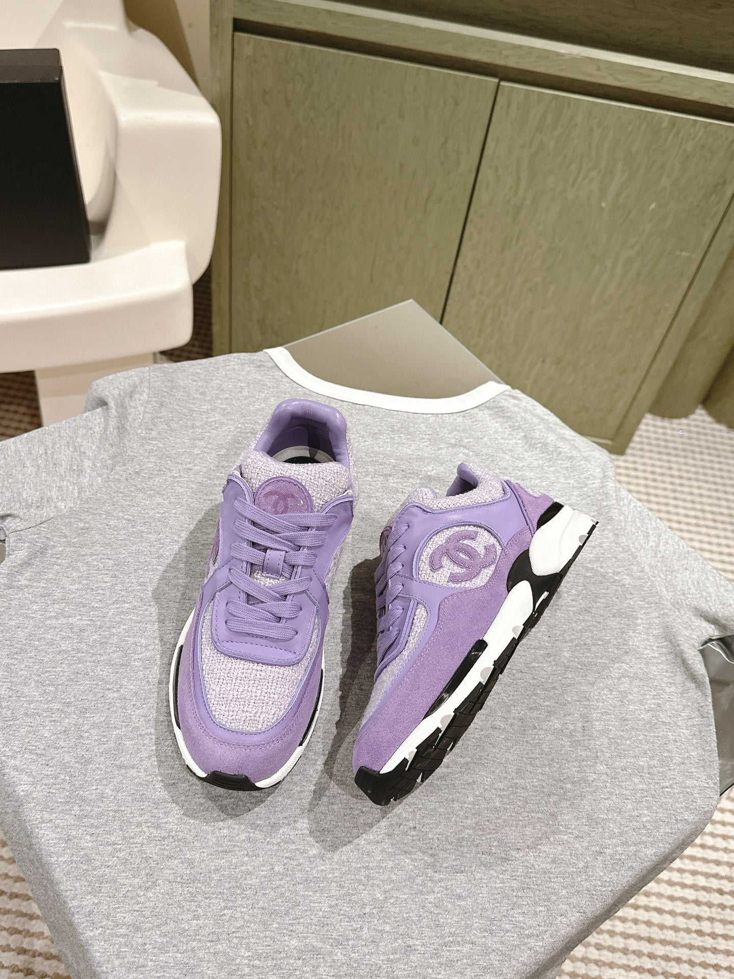 TRAINERS IN LIGHT PURPLE SUEDE AND CALFSKIN、mysite、Cacoeks