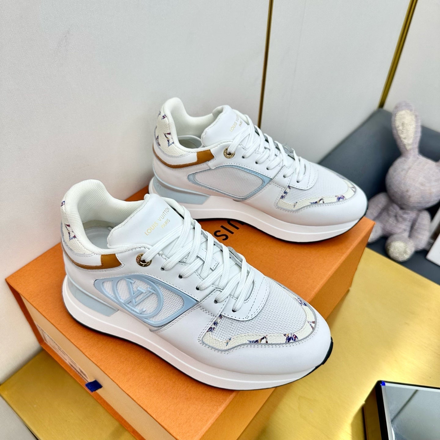 NEO RUN AWAY SNEAKER IN WHITE MIX SKY BLUE CALFSKIN、mysite、Cacoeks