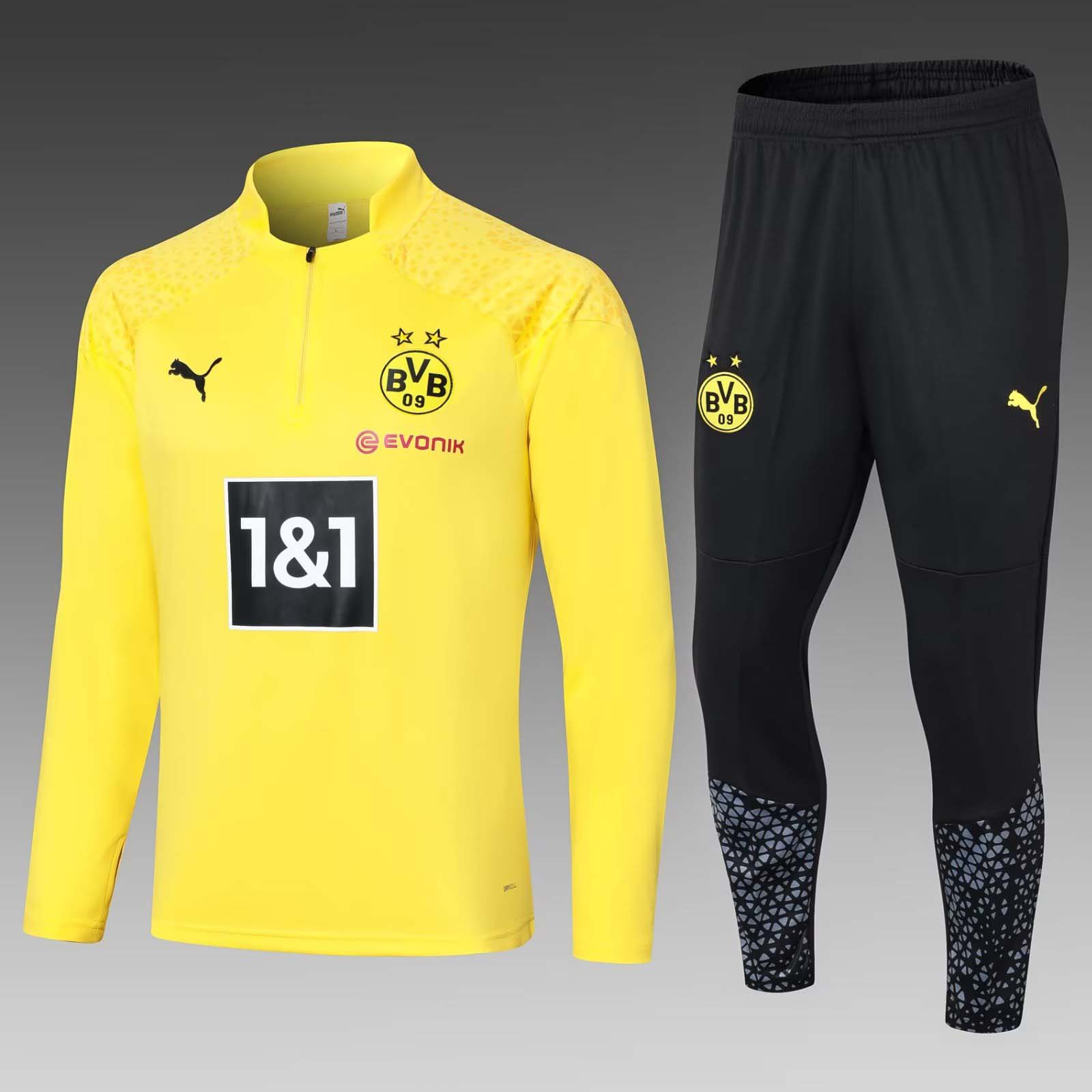 2023/2024 Dortmund Half-Pull Training Suit Yellow Football Shirt 1:1 Thai Quality Set:football jersey mysite: unitedjerseyfootball 邓江浪:football